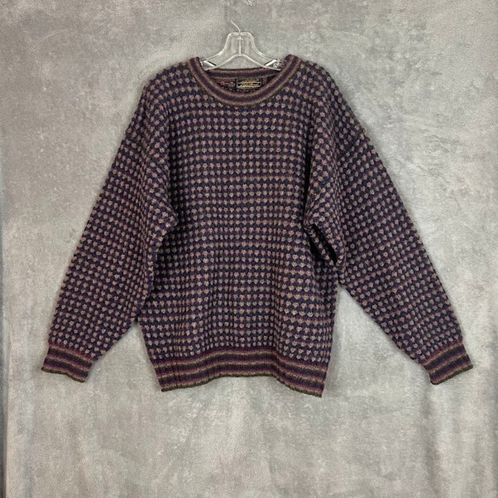 Vintage Eddie Bauer Crewneck Sweater Mens L 100% Shetland Wool Birdseye Heritage